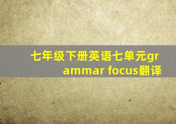 七年级下册英语七单元grammar focus翻译